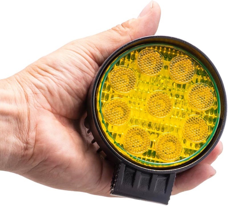 Raycharm Super Bright Offroad 3.5" Round LED Fog Light Pods, Amber 150° Wide Flood Beam Large-Space Illunimation for Truck/Motorcycle, 12V/24V DC 27W, Corrosion/Vibration Resistant Waterproof, 2-Pack - Image 4