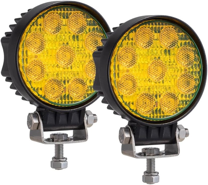 Raycharm Super Bright Offroad 3.5" Round LED Fog Light Pods, Amber 150° Wide Flood Beam Large-Space Illunimation for Truck/Motorcycle, 12V/24V DC 27W, Corrosion/Vibration Resistant Waterproof, 2-Pack - Image 1