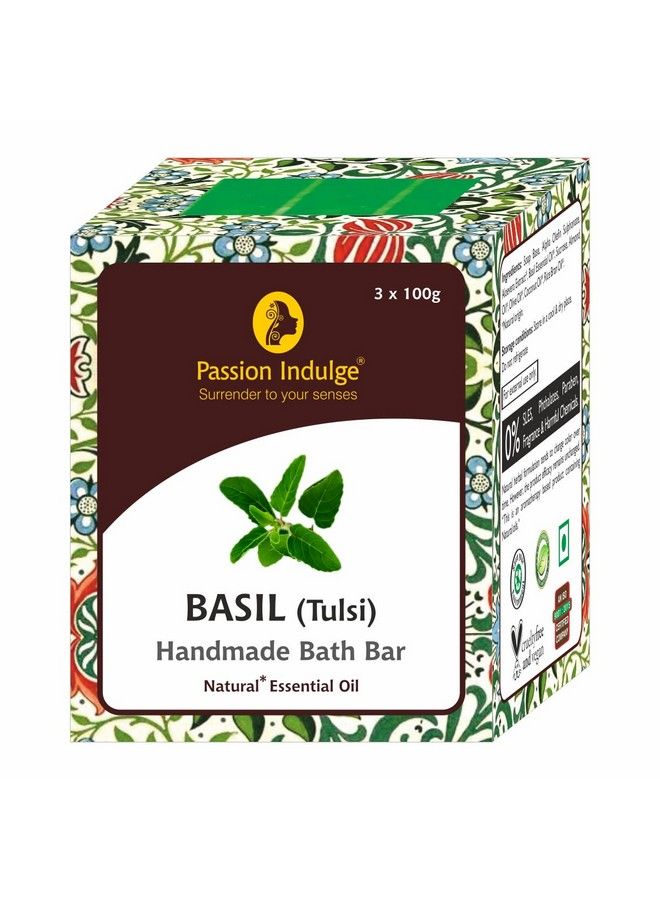 passion indulge Basil Handmade Natural Bath Bar Soap Pack Of 3 - Image 1