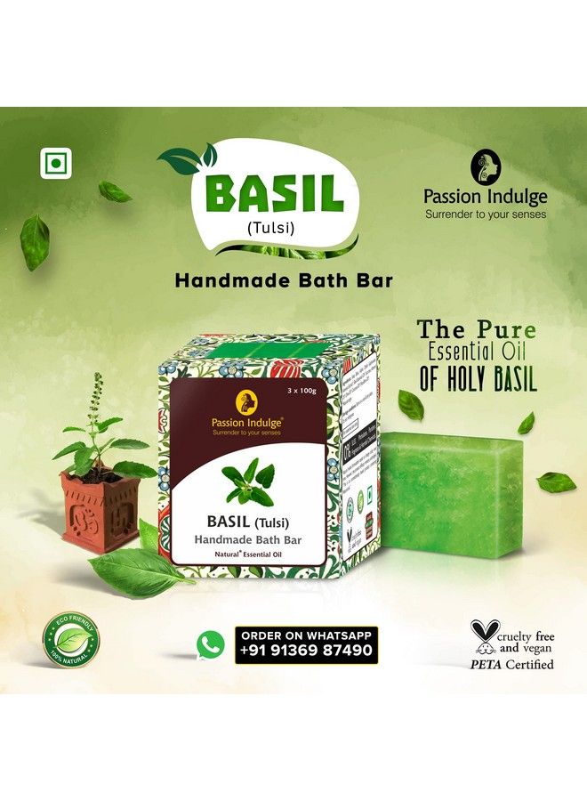 passion indulge Basil Handmade Natural Bath Bar Soap Pack Of 3 - Image 3