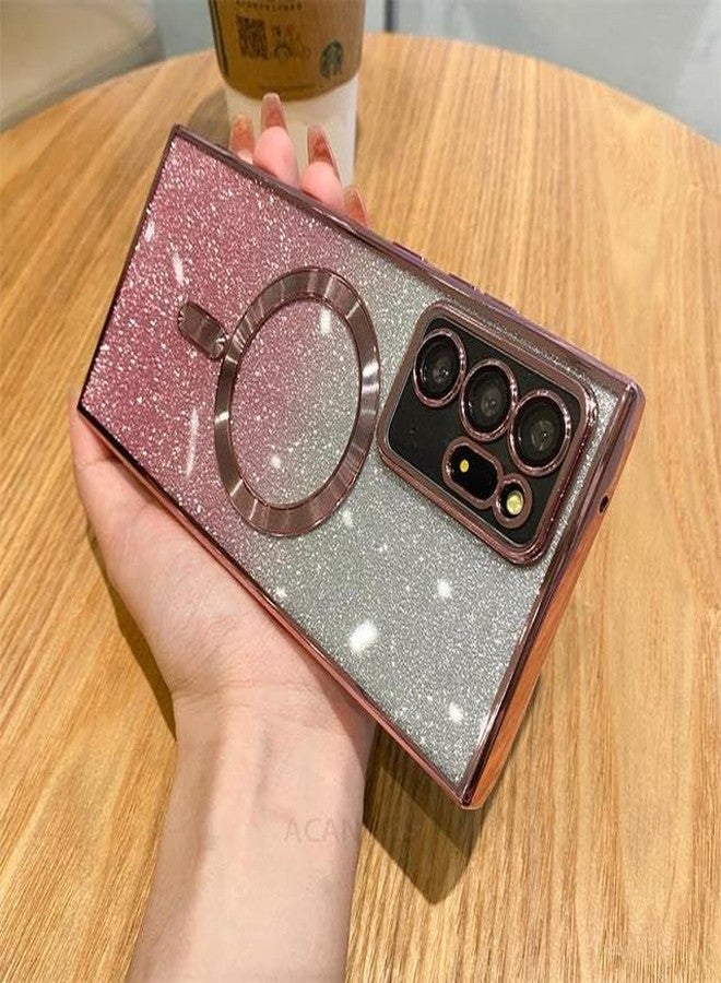 Doowear جراب Doowear لهاتف سامسونج جالاكسي نوت 10 بلس، مغناطيسي لامع [يدعم شاحن Magsafe]، مقاوم للخدش والصدمات، مطلي فاخر، شفاف، يوفر حماية كاملة للكاميرا، غطاء هاتف لهاتف سامسونج جالاكسي نوت 10 بلس - وردي - Image 2