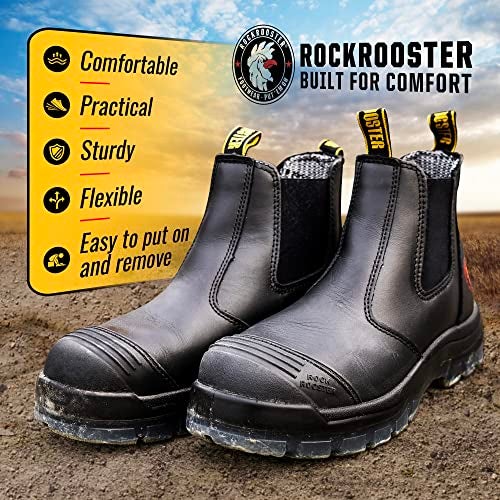 ROCKROOSTER Mens Work Boots 6 inch Steel Toe Pull On Safety Leather Chelsea Work Shoes Static DissipativeAK227 US 14 - Image 3