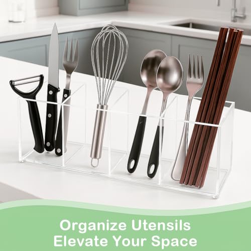 elysolpluv Clear Acrylic 4-Compartment Organizer Box, Small (7.9" × 2.7" × 3.5") – Handcrafted, Eco-Friendly, Minimal Packaging Compact Storage Organizer - Image 3