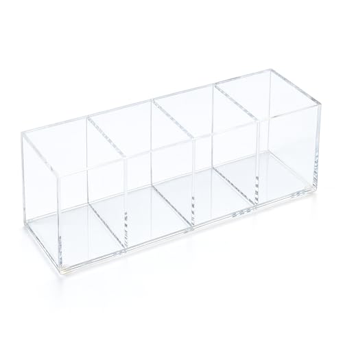 elysolpluv Clear Acrylic 4-Compartment Organizer Box, Small (7.9" × 2.7" × 3.5") – Handcrafted, Eco-Friendly, Minimal Packaging Compact Storage Organizer - Image 1