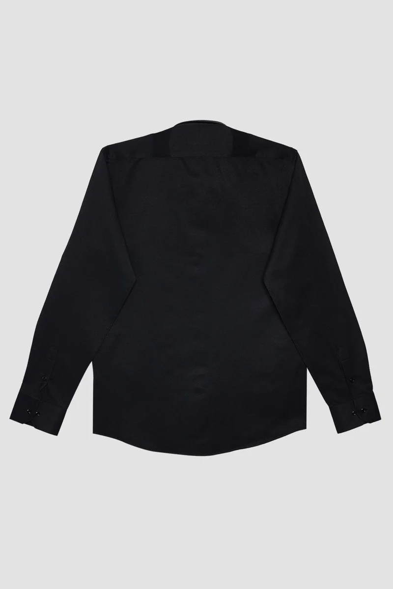 تودورس Men's Modern Fit Slim Fit Cotton Easy Iron Dobby Black Shirt