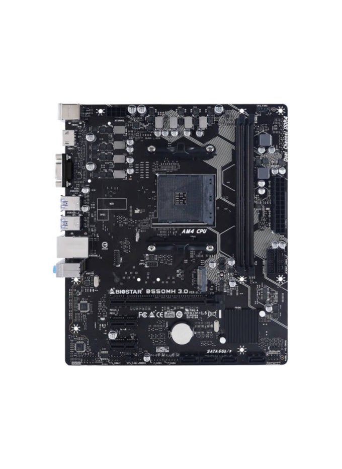 Biostar - Biostar B550MH 3.0 Micro ATX  Gaming Motherboard, AMD Socket AM4 CPU, Realtek RTL8111H, Gigabit Ethernet, Supports Dual Channel DDR4 64GB, 1 x PCIe 4.0  , 4 x SATA III Connectors - Image 1