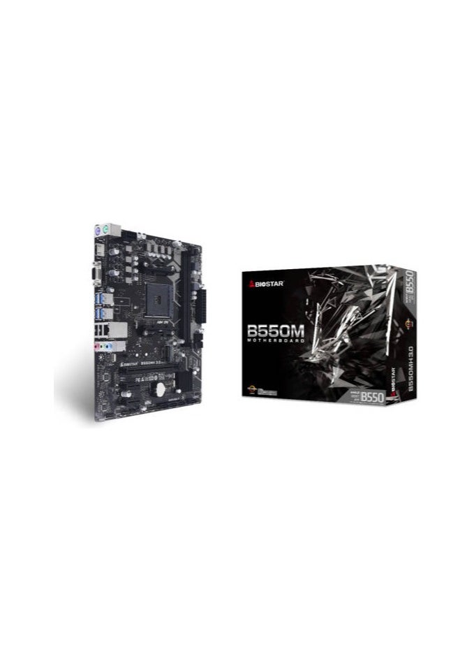 Biostar - Biostar B550MH 3.0 Micro ATX  Gaming Motherboard, AMD Socket AM4 CPU, Realtek RTL8111H, Gigabit Ethernet, Supports Dual Channel DDR4 64GB, 1 x PCIe 4.0  , 4 x SATA III Connectors - Image 1