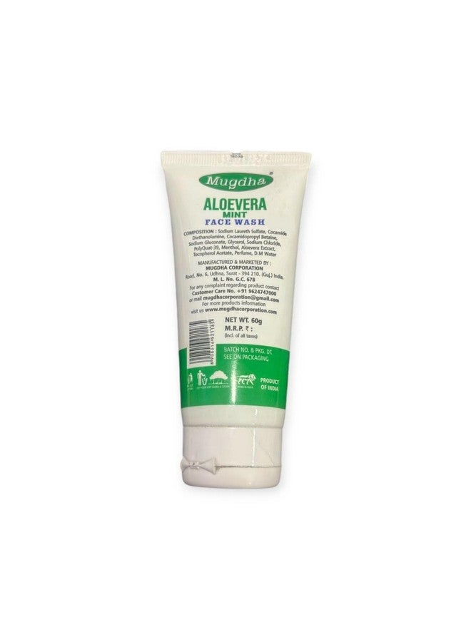 VENEXA Mugdha Aloe Vera Gel for Acne, Scars, Glowing Face Wash Aloe Mint Facewash - For All Skin Types, Contains Fresh Aloevera Pulp, Mild and Gentle Cleanser - 60 ml (3) - Image 2