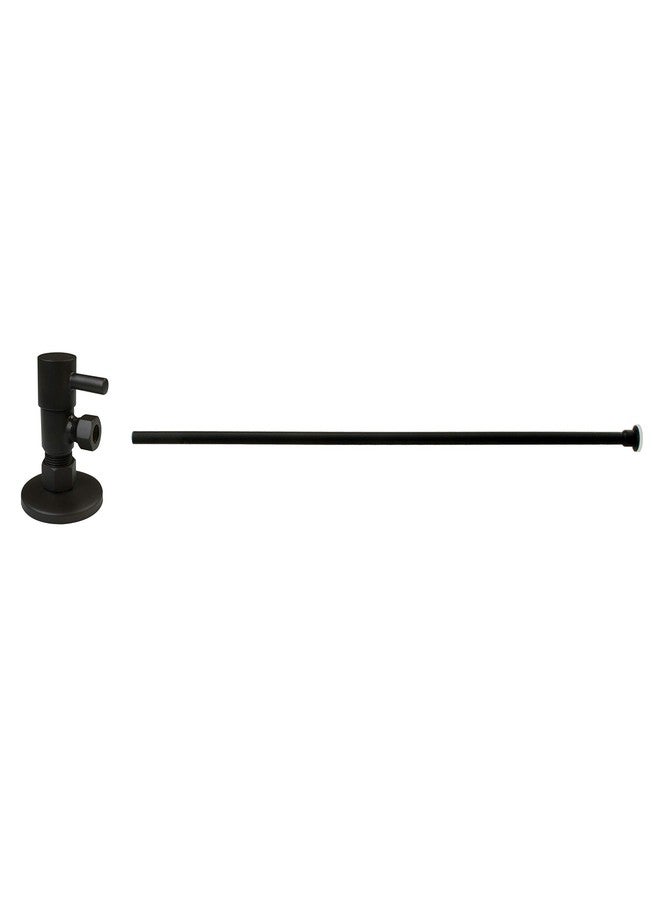 ويست براس طقم رافعة خط إمداد المرحاض Westbrass D105QRT-12 بقطر خارجي 5/8 بوصة × 3/8 بوصة × 20 بوصة برأس مسطح مع مقبض دائري وزاوية إيقاف 1/4 دورة، برونزي مصقول بالزيت - Image 1