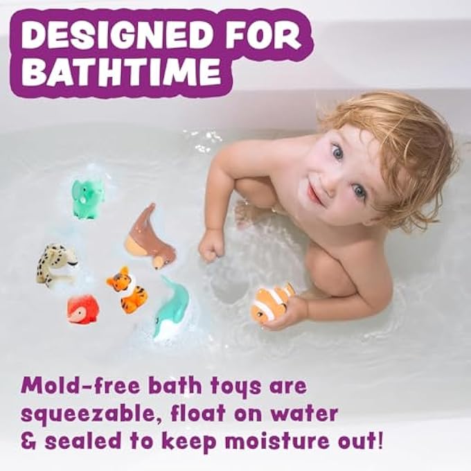 BATH TOYS, 8 PCS CUTE ANIMAL BABY AND TODDLER BATH TOY FOR TODDLERS 1-3 2-4, FLOATING TOYS FOR 1 YEAR OLD BOY GIRL, NEW BORN BABY BATHTUB WATER TOYS, PRESCHOOL TODDLER POOL TOYS - Image 5