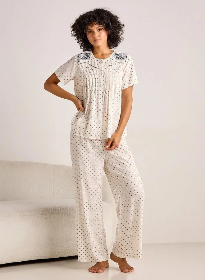 Splash FAV Pyjama Set Button-Down Top & Trousers