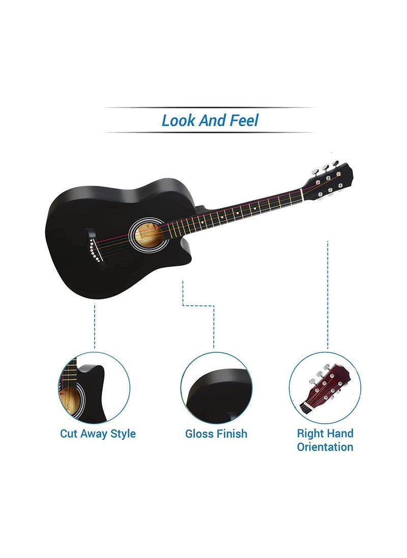 Megarya Megarya accoustic guitar black with bag  - Image 3