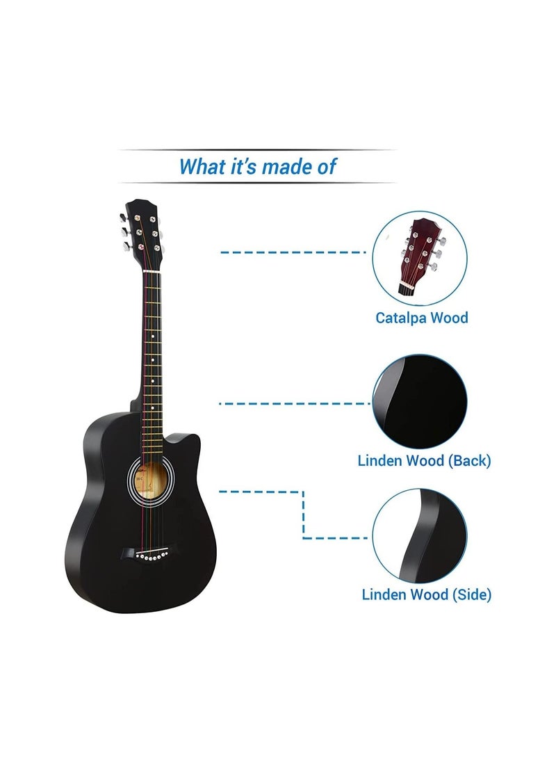 Megarya Megarya accoustic guitar black with bag  - Image 4