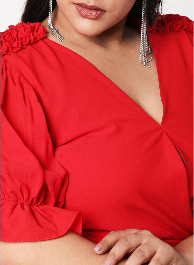 ميش فستان ميدي بتفاصيل تول مكشكش - Image 2