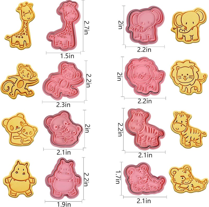 Sakolla Animal Cookie Cutters With Plunger Stamps Set,8 Piece 3D Animal Embossing Cutters For Biscuit Fondant Cheese Baking Molds - Image 3