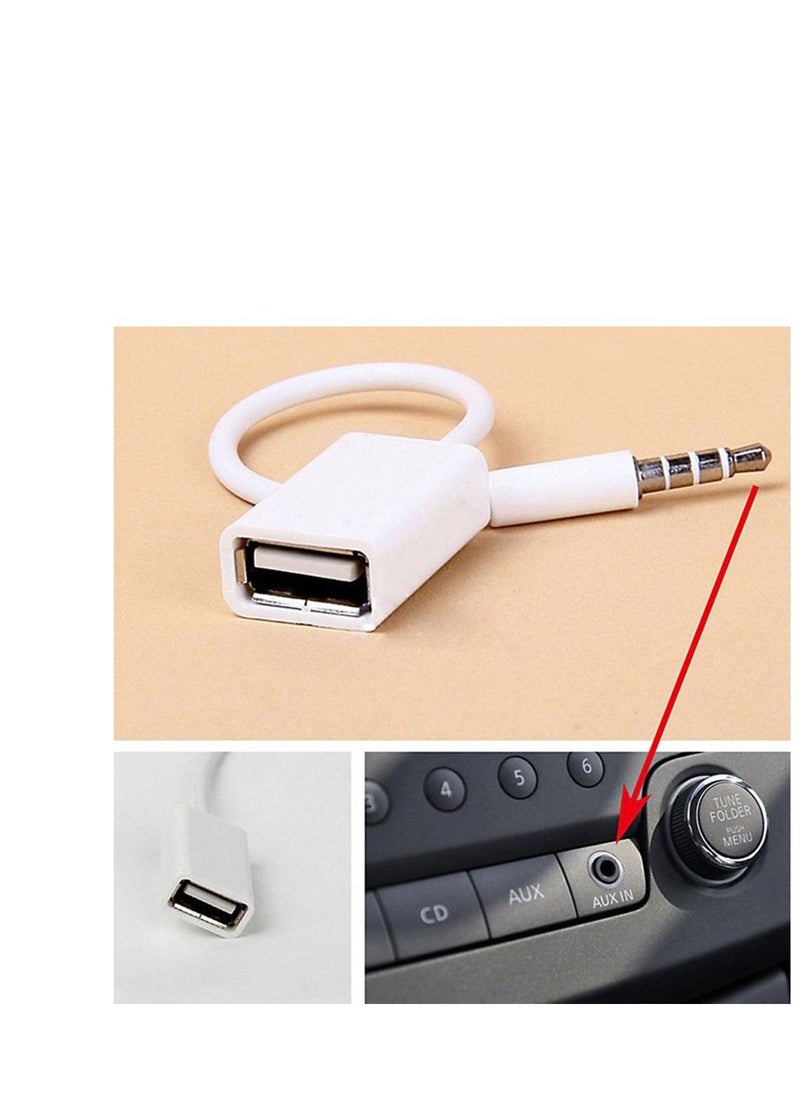 DKURVE® 3.5mm Male AUX Audio Plug Jack To USB 2.0 Female Converter Cable Cord Car MP3