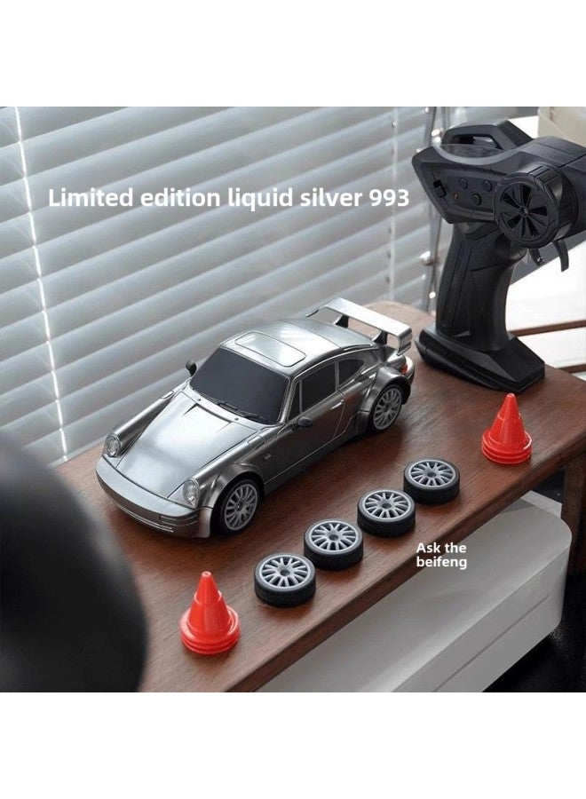 Beauenty 【Direct Supply】 Ask Beifeng 993 Limited Edition Liquid Silver Half Proportion Throttle RC Remote Control Car Entry Drift-Color:Fqd13 【full Scale Throttle + Large Steering】 Liquid Silver 993-Scale:Si - Image 4
