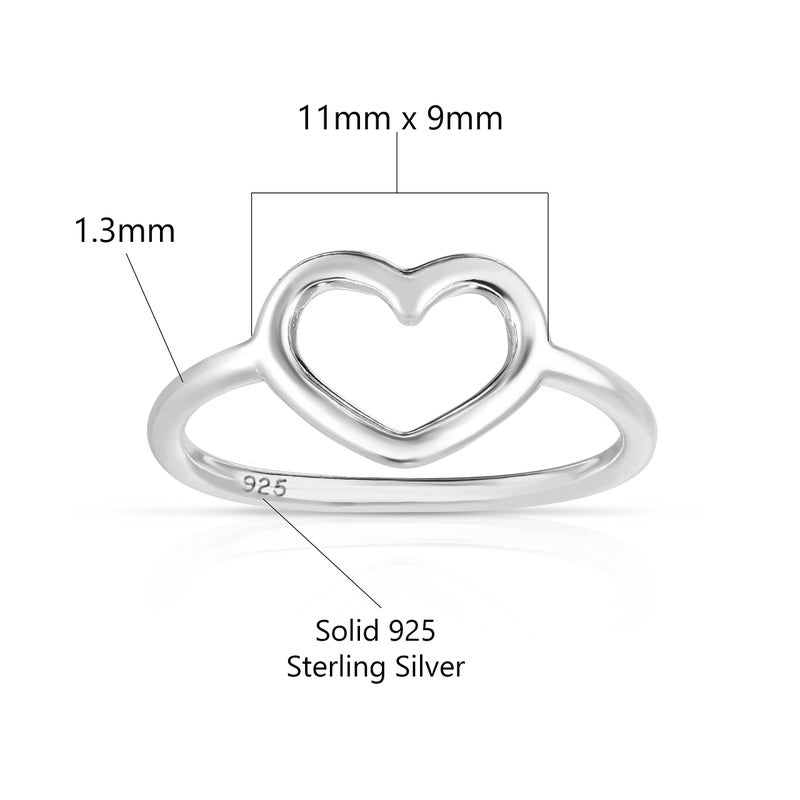 Savlano 925 Sterling Silver Heart Stackable Ring Band for Women - Made in Italy Comes With a Gift Box (9) - Image 2