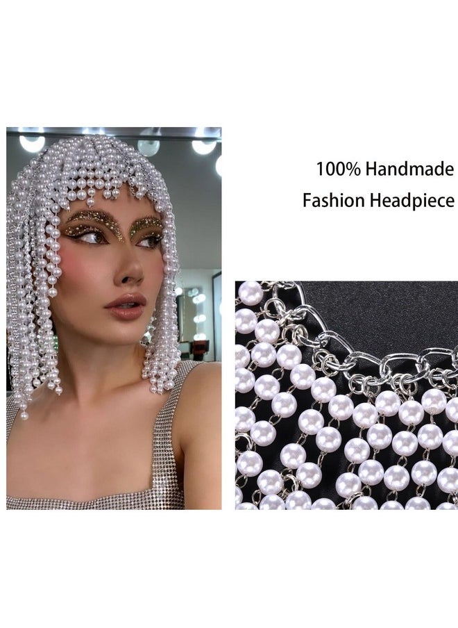 STONEFANS STONEFANS Pearl Headpiece Bridal for Women Roaring 20s Gatsby Pearl Head Chain Jewelry Hair Accessory  - Image 2