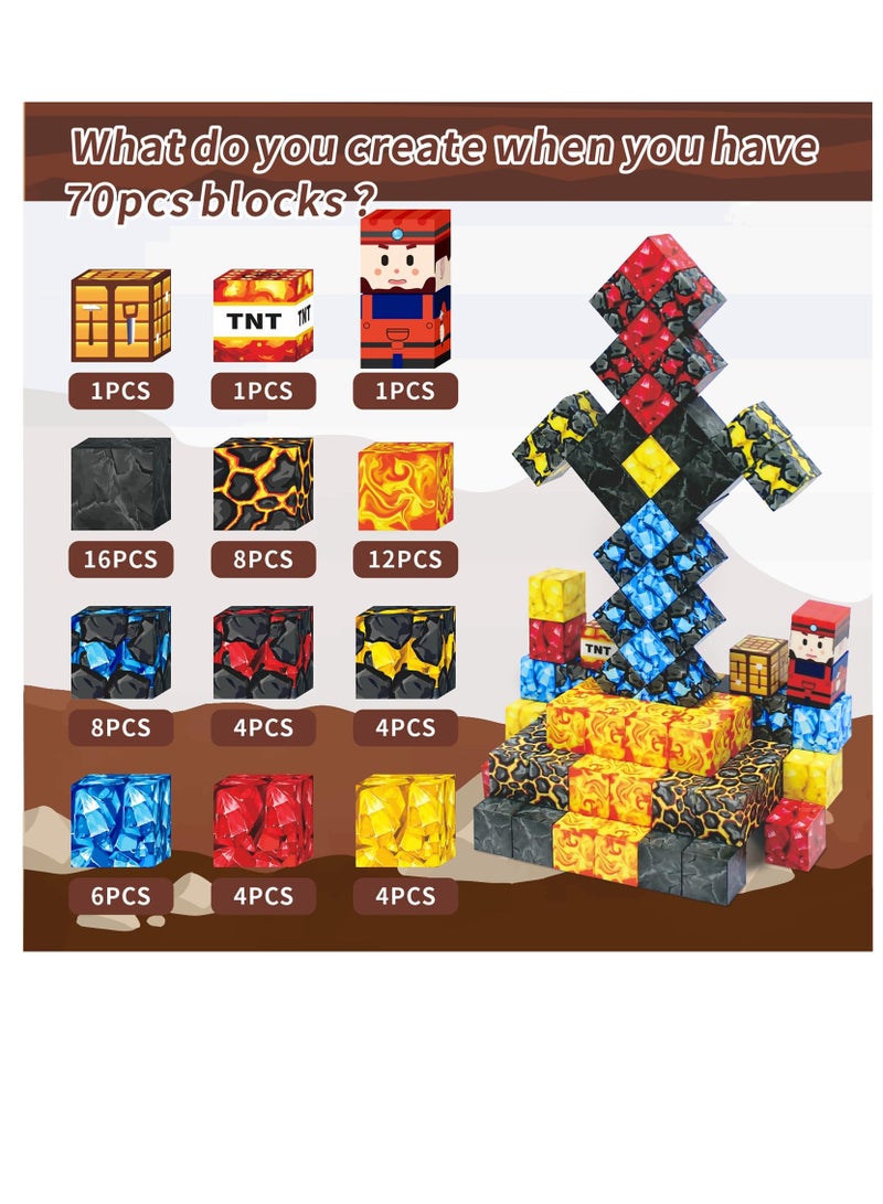 108 PCS Magnetic Blocks Build ,Build Mine Magnet World Magic Portal Set, Magnetic Tiles Building Blocks Toddler Toys STEM Sensory Outdoor Toys for 3+ Year Old Boys & Girls, Creative Kids Games Kids Toys  - Image 3