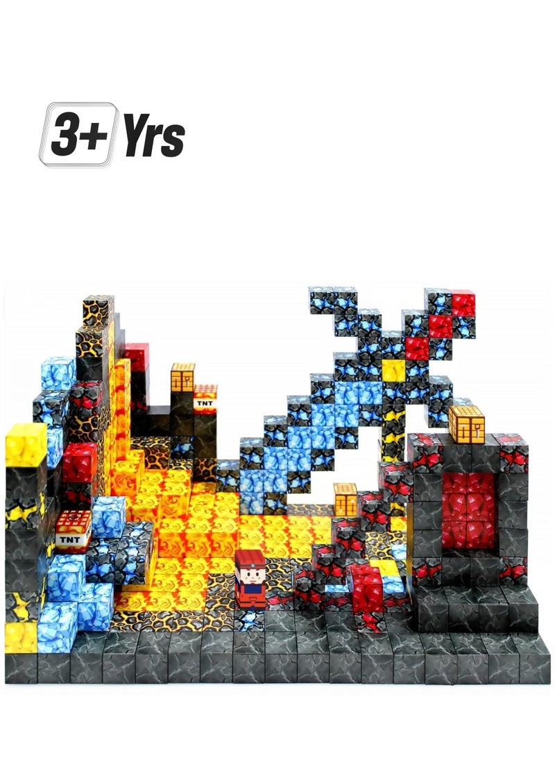 108 PCS Magnetic Blocks Build ,Build Mine Magnet World Magic Portal Set, Magnetic Tiles Building Blocks Toddler Toys STEM Sensory Outdoor Toys for 3+ Year Old Boys & Girls, Creative Kids Games Kids Toys  - Image 1