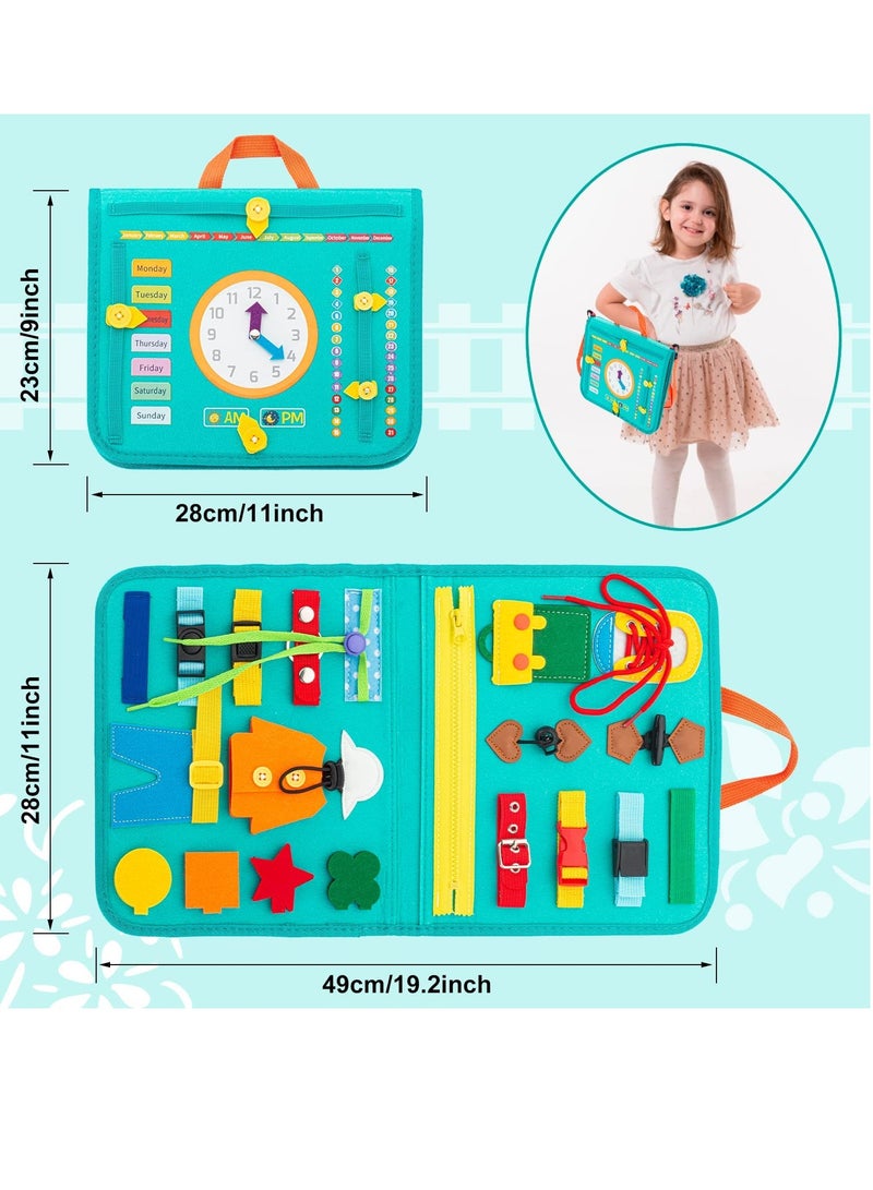 SOLARAE Busy Board DIY Portable Felt Dressing Buckle Learning Board Early Learning Sensory Educational Toys for 1 2 3 4 Years Old Boys and Girls Preschoolers - Image 3