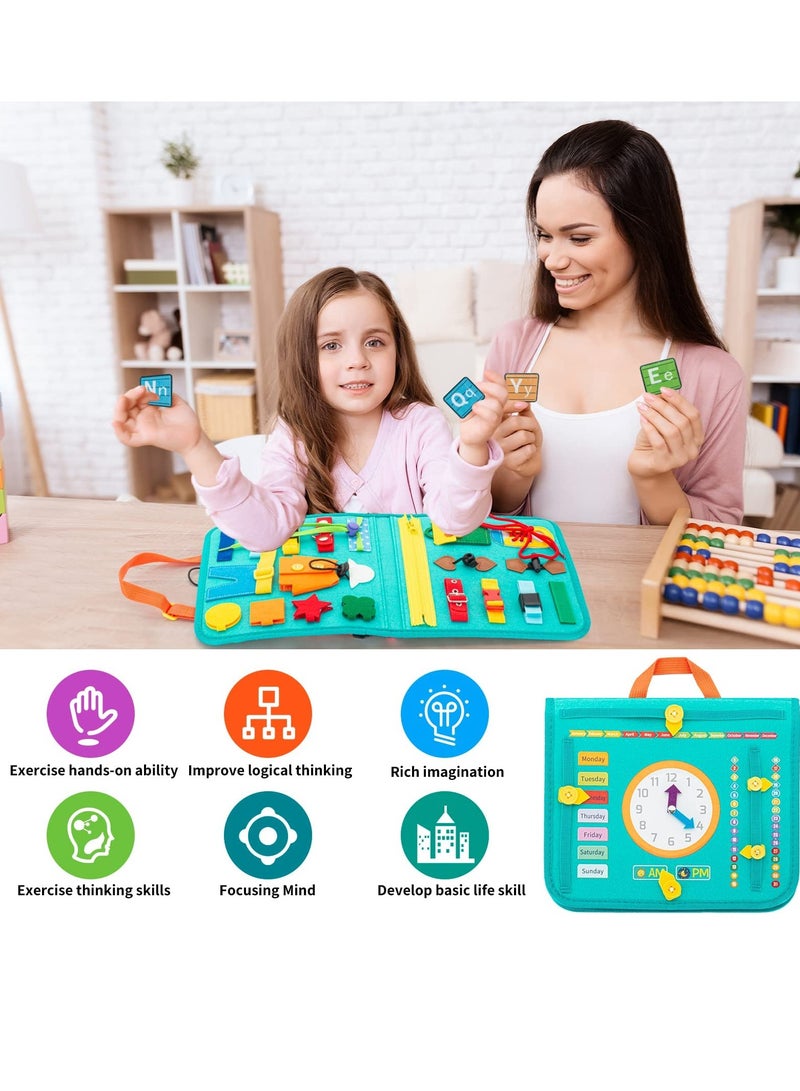 SOLARAE Busy Board DIY Portable Felt Dressing Buckle Learning Board Early Learning Sensory Educational Toys for 1 2 3 4 Years Old Boys and Girls Preschoolers - Image 4