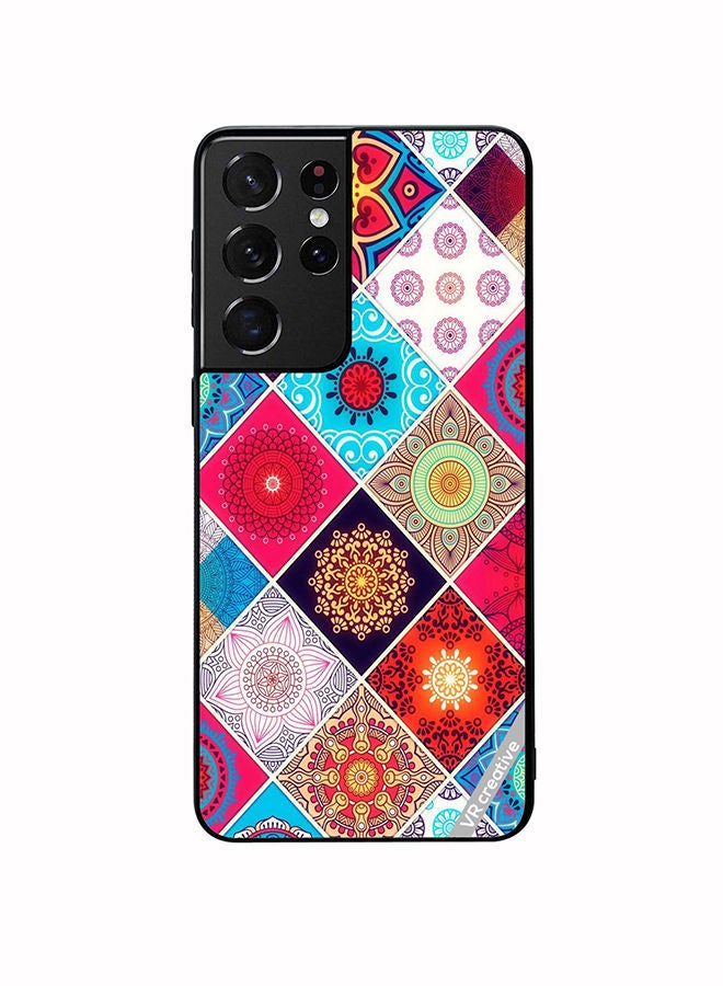 VR CREATIVE Protective Case Cover For Samsung Galaxy S21 Ultra 5G Flower Pattern Design Multicolour - Image 1