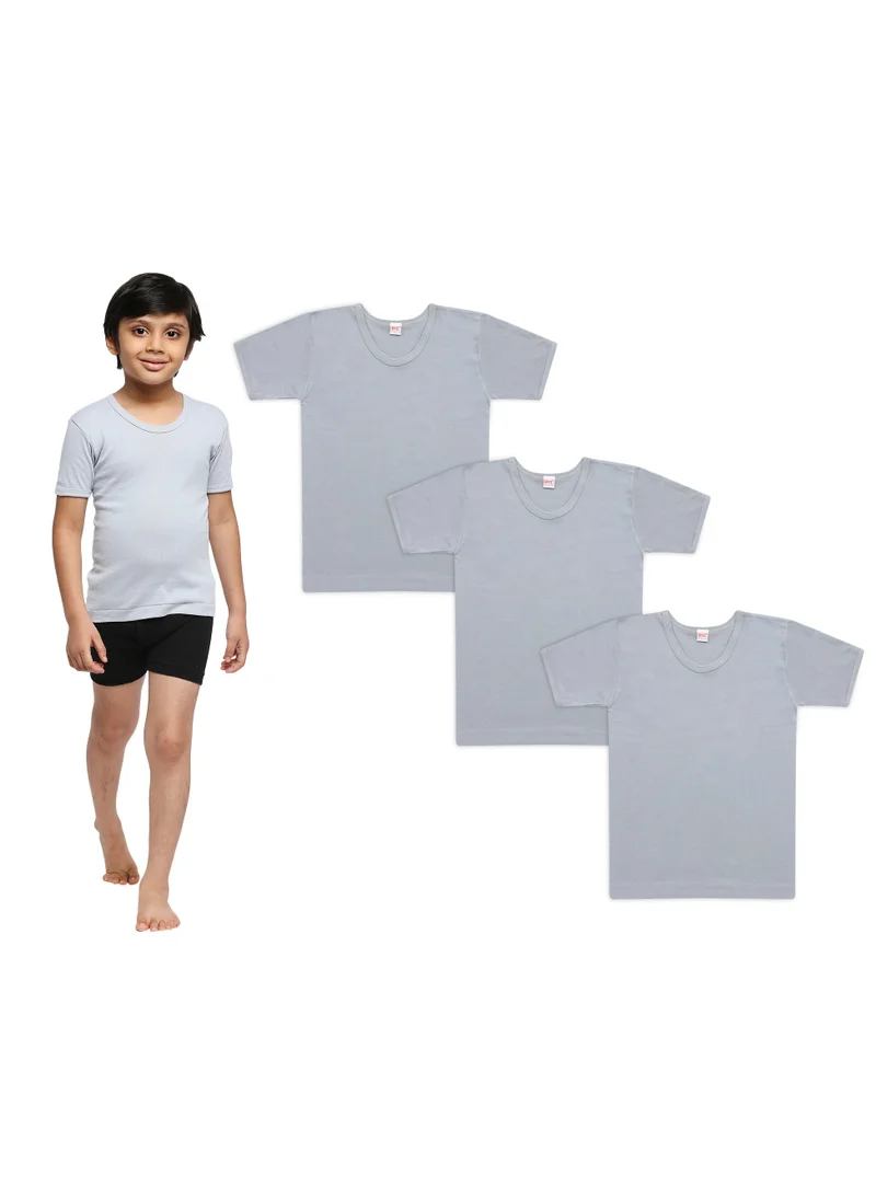 BYC BOY'S COTTON ROUND NECK UNDERSHIRT (PACK OF 3) - DARK GREY