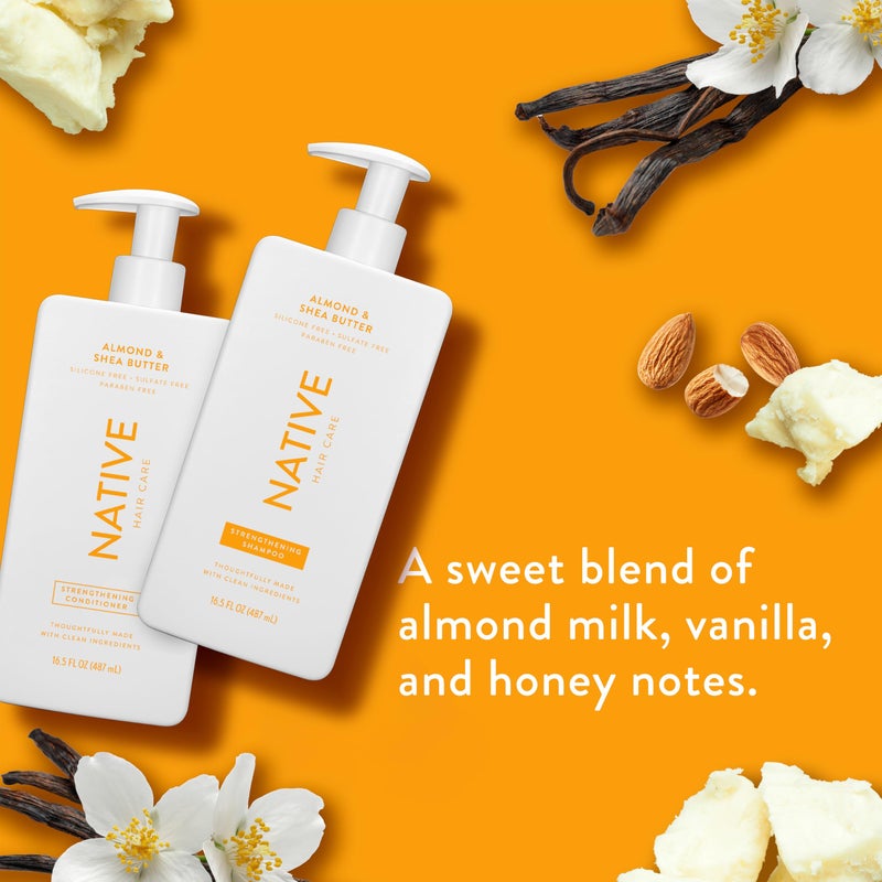 Native Shampoo and Conditioner Contain Naturally Derived Ingredients| All Hair Type Color & Treated, Fine to Dry Damaged, Sulfate & Dye Free - Almond & Shea Butter, 16.5 fl oz each (2 pack) - Image 2