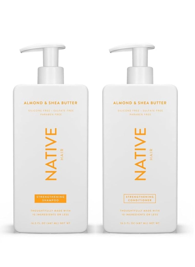 native Native Shampoo and Conditioner Contain Naturally Derived Ingredients| All Hair Type Color & Treated, Fine to Dry Damaged, Sulfate & Dye Free - Almond & Shea Butter, 16.5 fl oz each (2 pack)  - Image 1