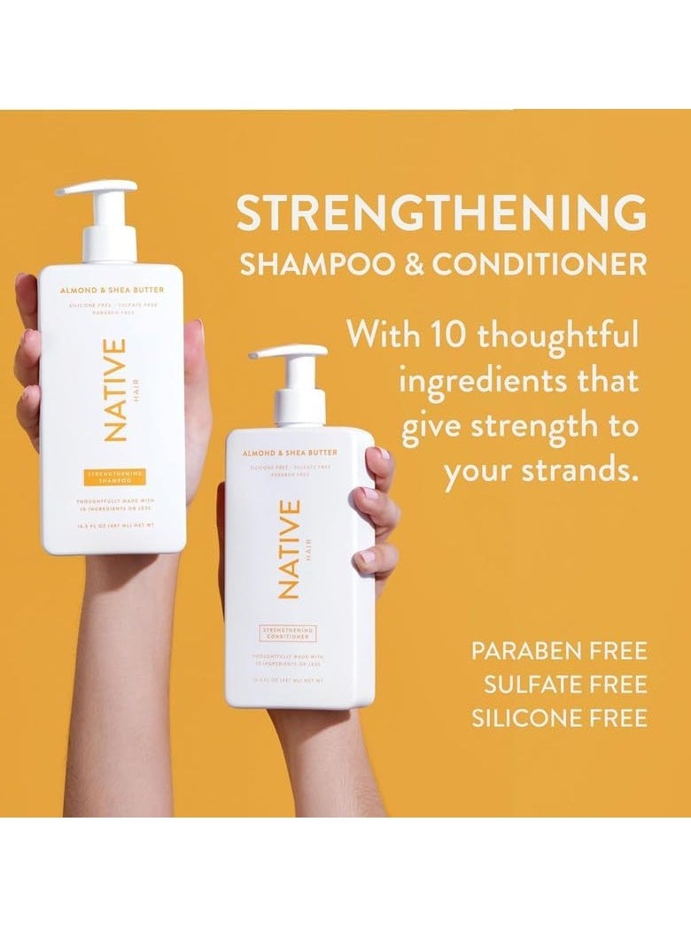 native Native Shampoo and Conditioner Contain Naturally Derived Ingredients| All Hair Type Color & Treated, Fine to Dry Damaged, Sulfate & Dye Free - Almond & Shea Butter, 16.5 fl oz each (2 pack)  - Image 2