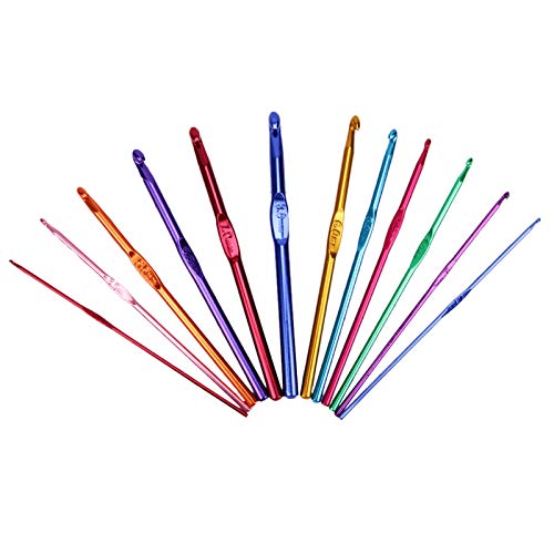 12 Pcs Multicolor Aluminum Crochet Hooks Set 2-8mm Needles - Image 1