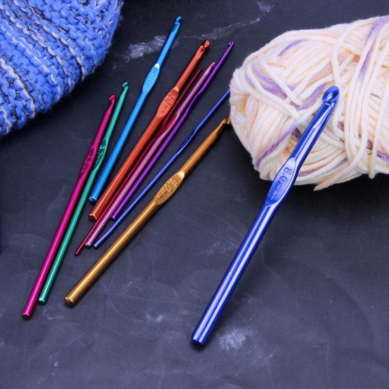 12 Pcs Multicolor Aluminum Crochet Hooks Set 2-8mm Needles - Image 3