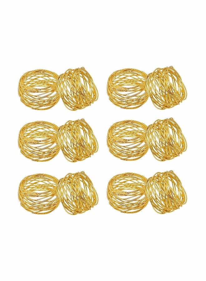 مجموعة من 12 حلقة منديل معدنية بشبكة ذهبية لتزيين المائدة في عيد الميلاد أو حفلات الذكرى أو العشاء تحت الضوء الشموع أو حفلات العطلات أو حفلات الزفاف. - Image 1