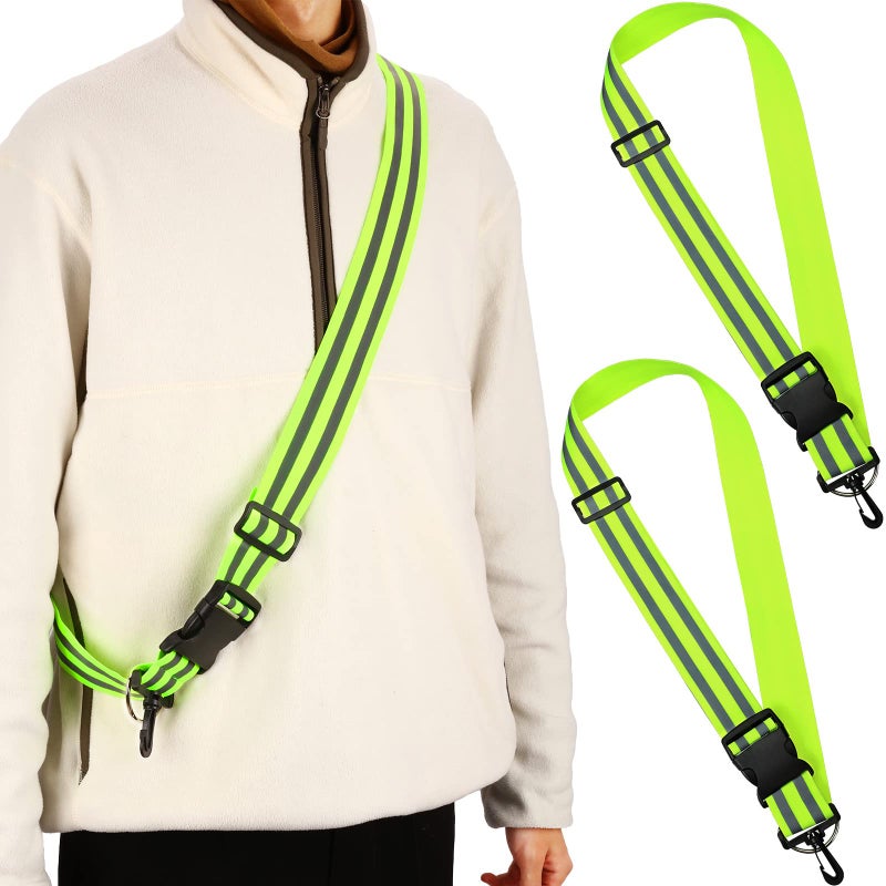 Saintrygo Reflective Sash Running Gear High Visibility Safety Reflective Jacket Adjustable Sash for Walking Cycling at Night(Fluorescent Green,2 Pieces) - Image 1
