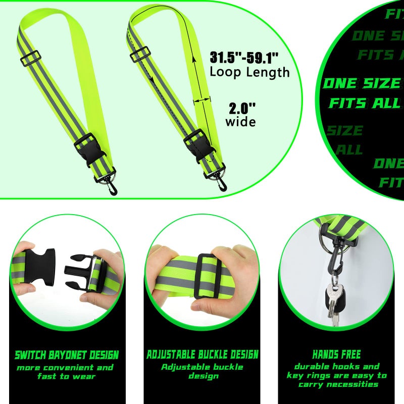 Saintrygo Reflective Sash Running Gear High Visibility Safety Reflective Jacket Adjustable Sash for Walking Cycling at Night(Fluorescent Green,2 Pieces) - Image 2