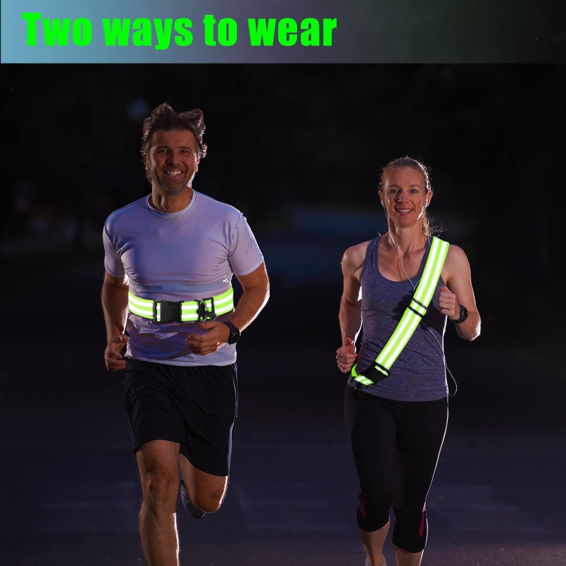 Saintrygo Reflective Sash Running Gear High Visibility Safety Reflective Jacket Adjustable Sash for Walking Cycling at Night(Fluorescent Green,2 Pieces) - Image 5