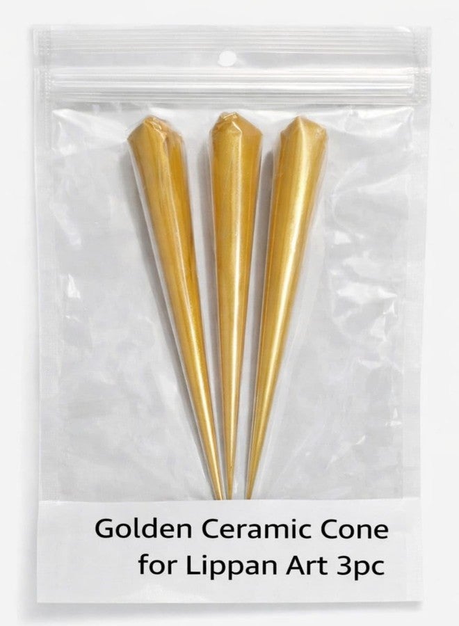 E Shopping Golden Ceramic Cones for Arts & Crafts | Lippan Art | Mandala Art | Pottery | Liner | DIY Decorative Purposes Pack of (3pc Golden) - Image 1