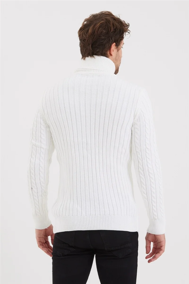 Cool Tarz Cool Style Men's White Knitted Patterned Knitwear SWEATER-TRZ8152R01S