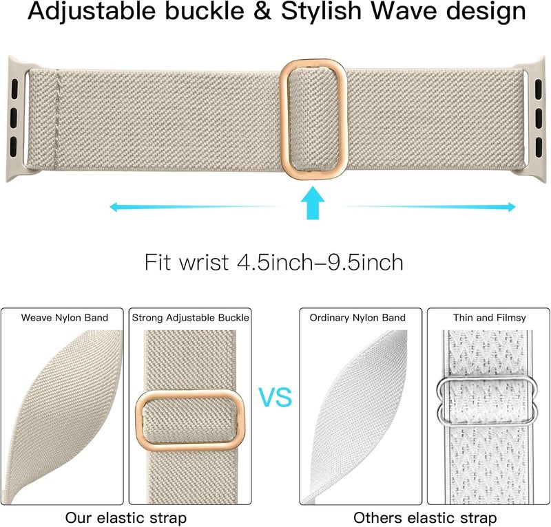 Lerobo Braided Band Compatible with Apple Watch Series 11 10 9 8 7 46mm 45mm 41mm Ultra SE 3 2 1 49mm Series 6 5 4 3 44mm 40mm 38mm 42mm Men iWatch Bands Women Stretchy Nylon Solo Loop Sport Strap - Image 3