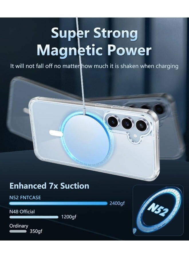 Compatible Magnetic Case for Samsung Galaxy S24 FE 5G Slim Shockproof  Hard Back Shockproof Bumper Cover with Wireless Charging Support Protective Phone Case for Daily Use Travel Office Outdoor Activities - Image 3