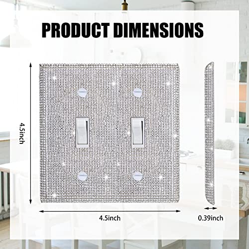 Gaocai Shiny Silver Rhinestones Wall Plate Cover Double Toggle Toggle Light Switch Cover Rhinestones Outlet Covers Wall Plate 2 Gang - Image 2