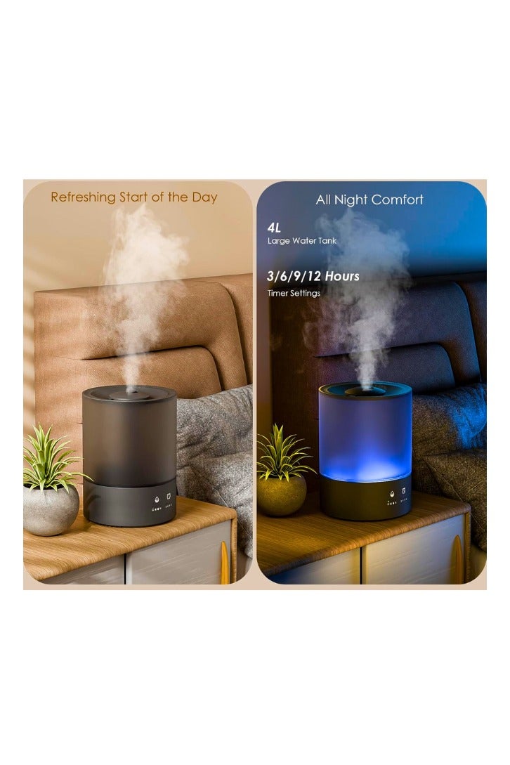 Chase Up 4L Smart Humidifiers for Bedroom Baby Room BPA Free, 3 Cool Mist Level |4 Timer Setting |7 Ambient Lights |Auto-Off |26dB Quiet |Up to 28H for 40 ㎡, Corrosion-Resistant Oil Fragrance Diffuser - Image 4