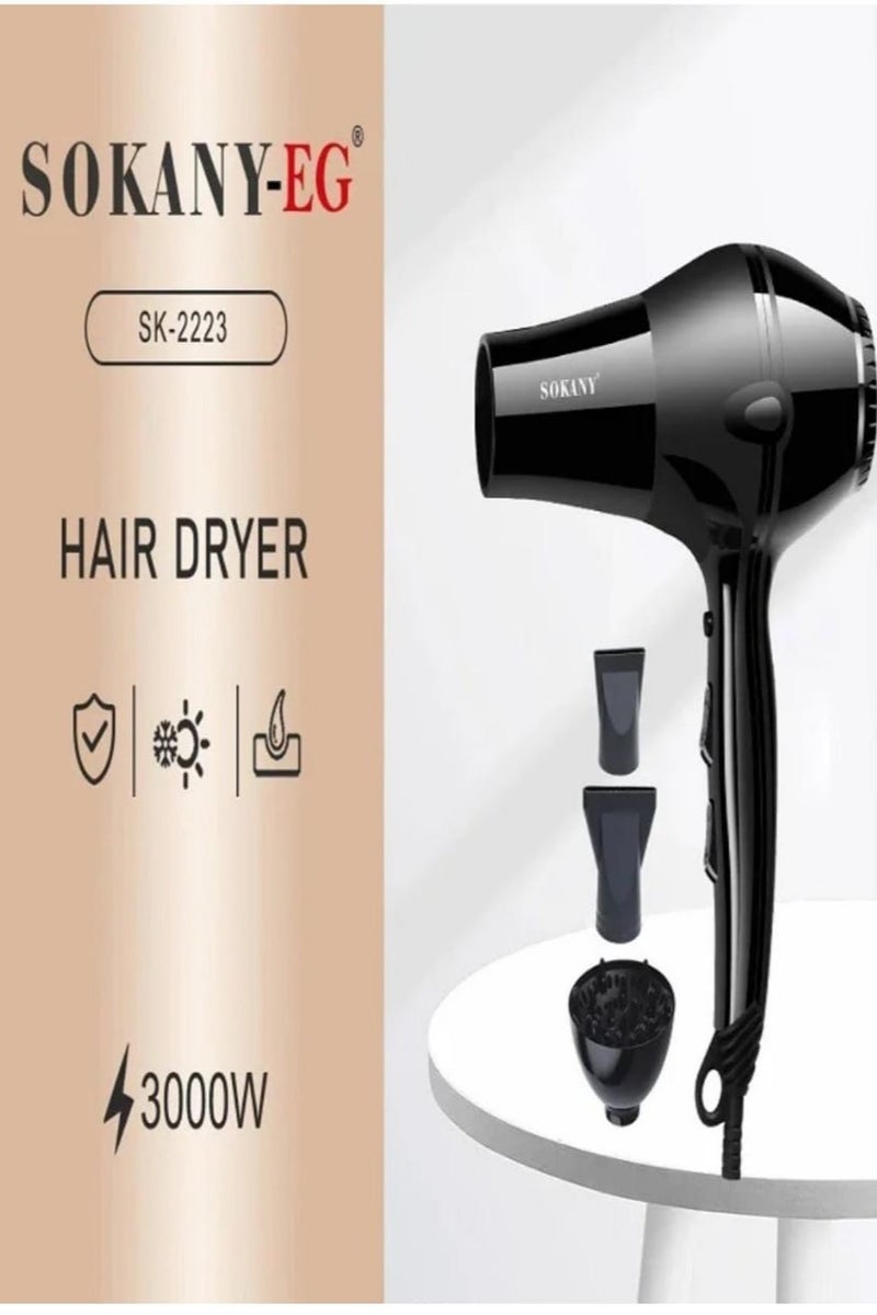 sokany SK-2223 Professional hair dryer with 3 extras - 3000 W - Image 2