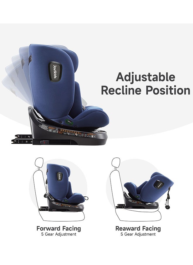 Jovikids - Rotating Ranger TT ISOFIX Car Seat 360° For Baby, 40-150 CM, 0 - 12 Years, ECE R129/E4 I-Size, Fixations ISOFIX, Top Tether - Blue - Image 1