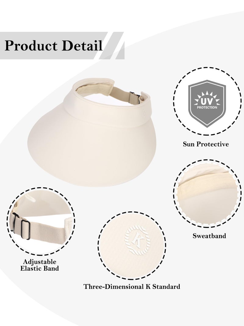 LA CARRIE Women Sun Hats Detachable Wide Brim UV Protection UPF 50+ Summer Beach Visor for Outdoor Sports(Beige) - Image 4