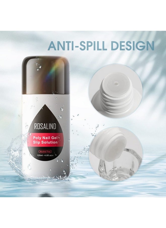 Rosalind 4Oz Slip Solution For Poly Nail Gel 120Ml Gel Extension Liquid Solution For Poly Nail Gel Anti-Stick Slip Solution, Poly Slip Extension Liquid Solution With Brush And Liquid Cup 