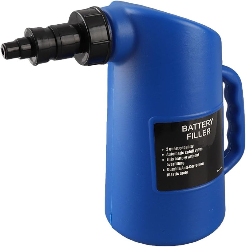 YUEHISY Car Battery Filler, Auto Shut Off Water Jug with No Drip Valve, 2L Lead Acid Battery Watering Tool for Deep Cycle Maintenance, PP PE Material, Garage Mechanic Supply - Image 1