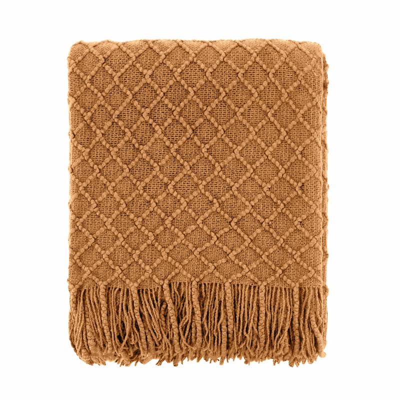 CREVENT Home Farmhouse Decor Rustic Couch Sofa Chair Bed Throw Blanket, Soft Warm Light Weight for Travelling in Spring Summer (50''X60'' Light Brown) - Image 4